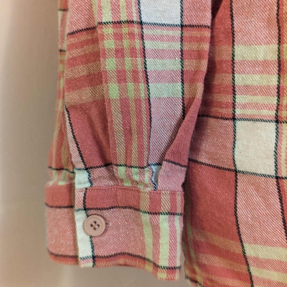 Pastel 100% cotton colour block plaid shirt button collared down oversized small - Picture 12 of 16
